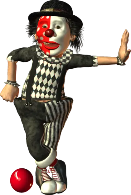 Mime Clown in Harlequin Costume