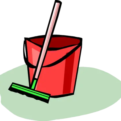 Red Bucket with Mop for Cleaning