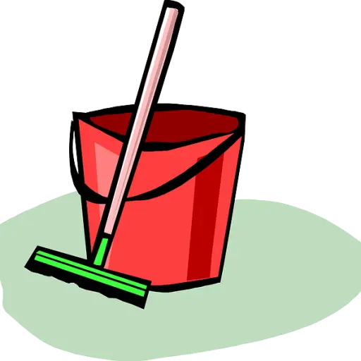 Red Bucket with Mop for Cleaning