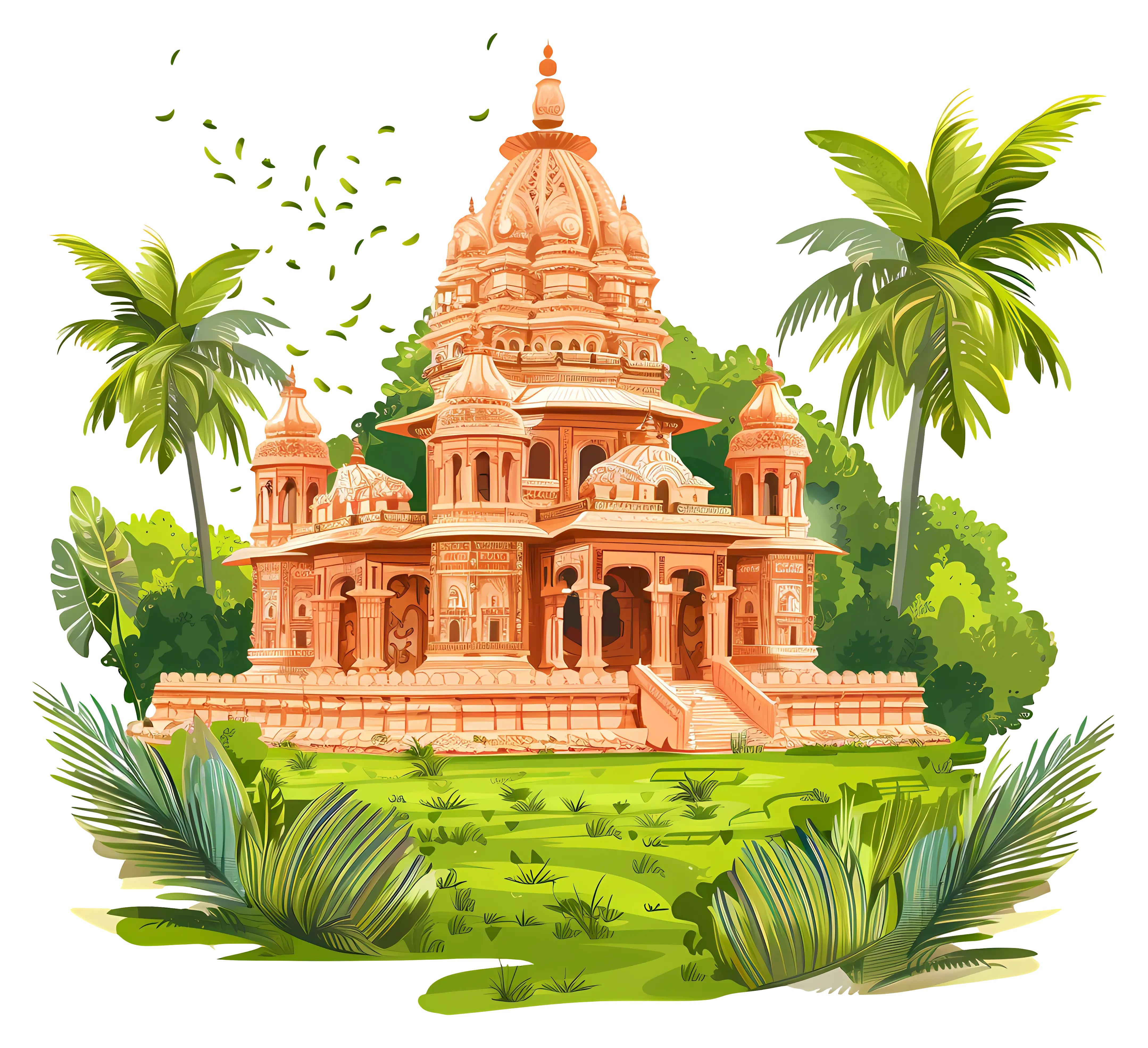 Beautiful Temple in Lush Greenery