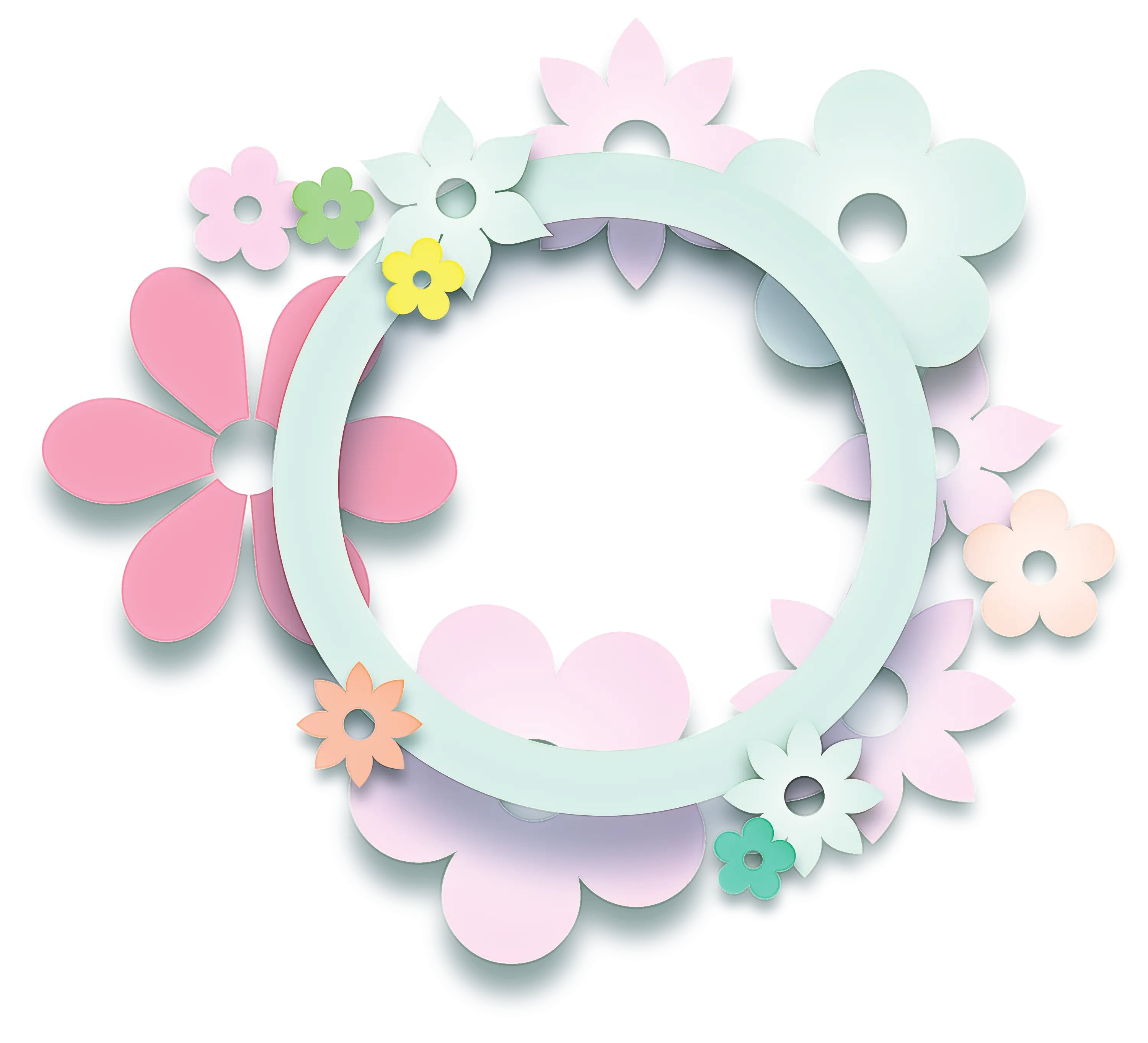 Pastel-Themed Floral Decorative Frame