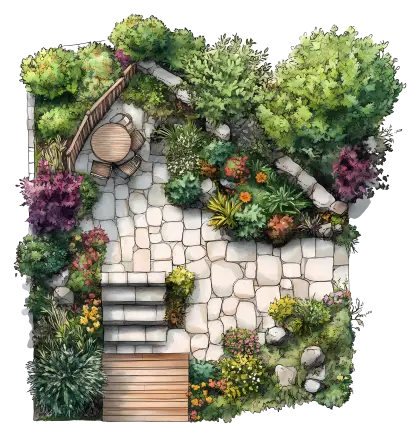 Beautiful Garden Patio with Flowers