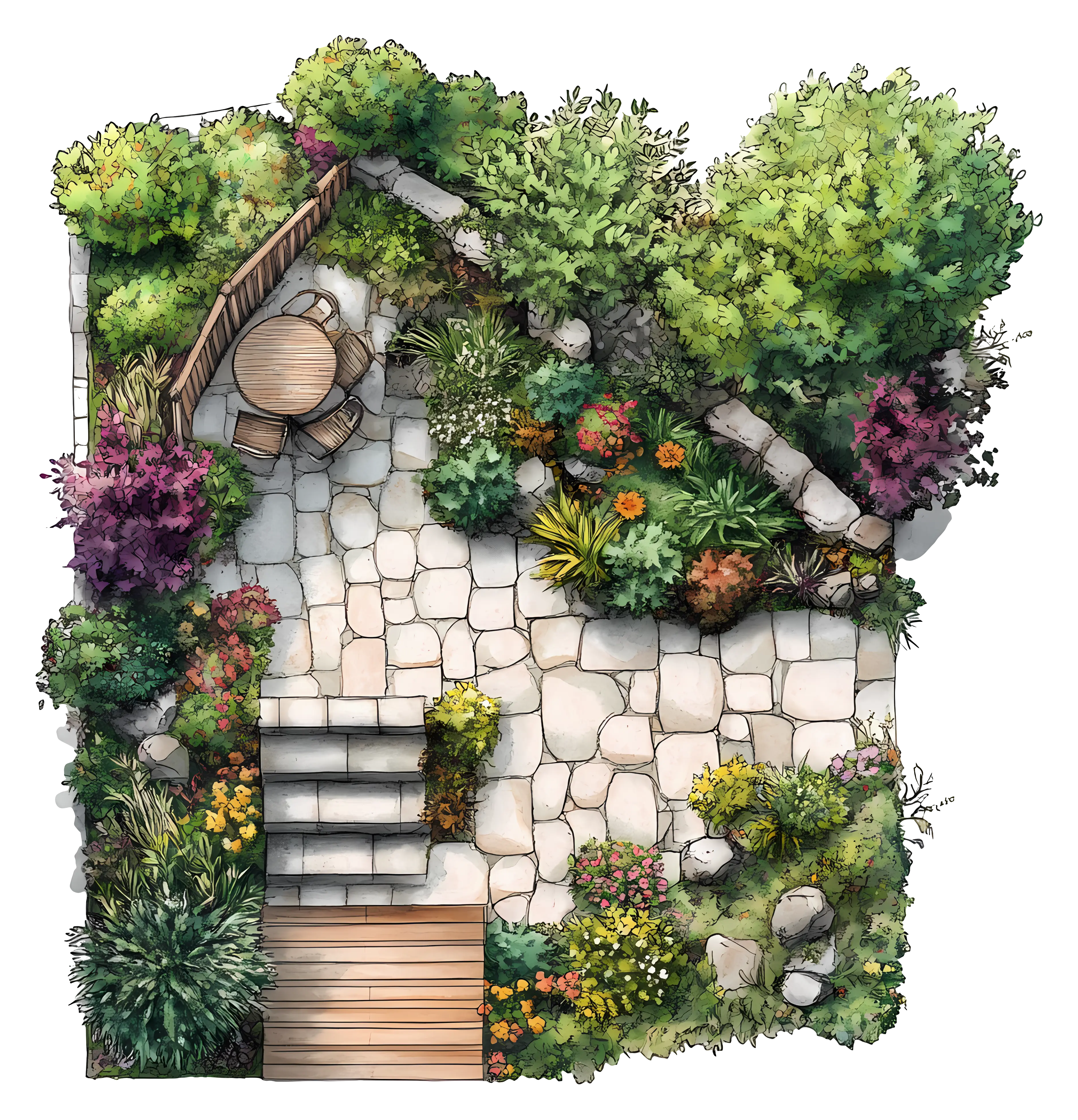 Beautiful Garden Patio with Flowers