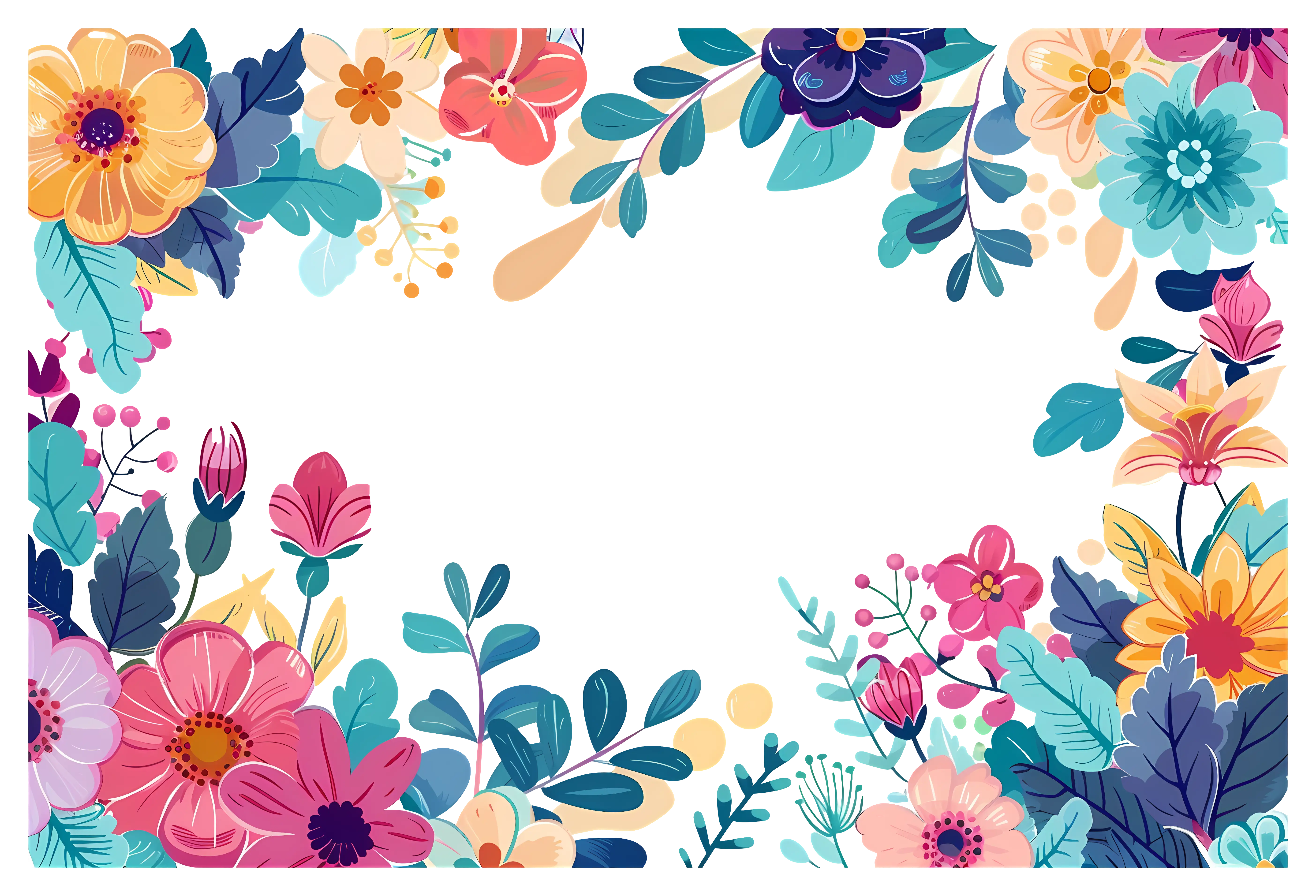 Floral Colorful Frame Art