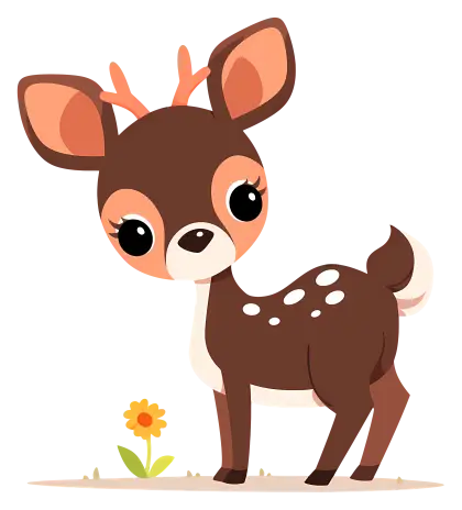 Adorable cartoon deer with antlers