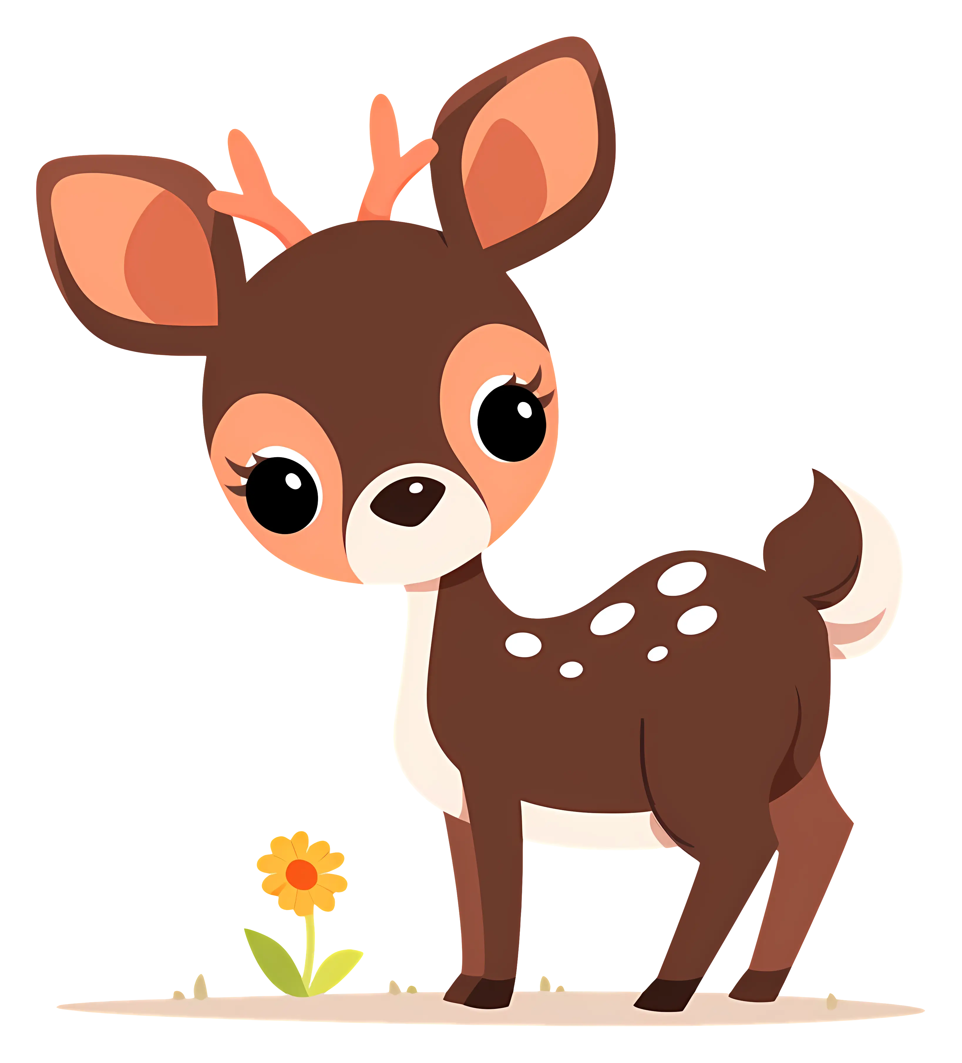 Adorable cartoon deer with antlers