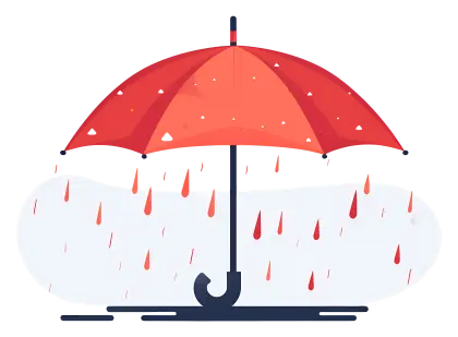 Red Umbrella Under Rainy Weather