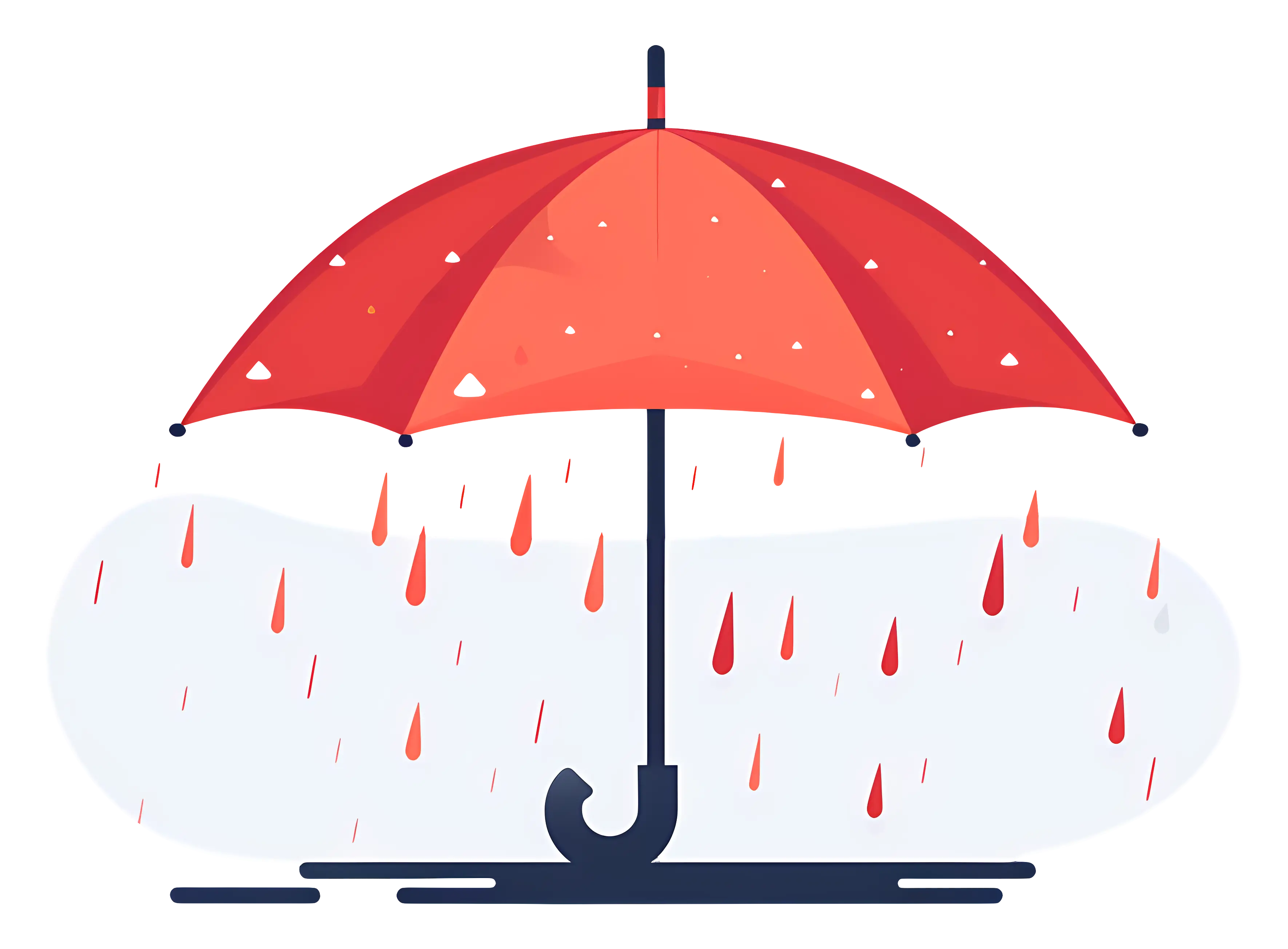 Red Umbrella Under Rainy Weather