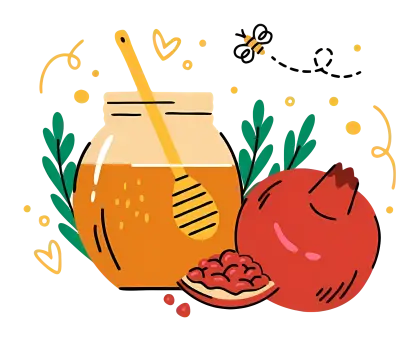 Honey Jar and Pomegranate Illustration