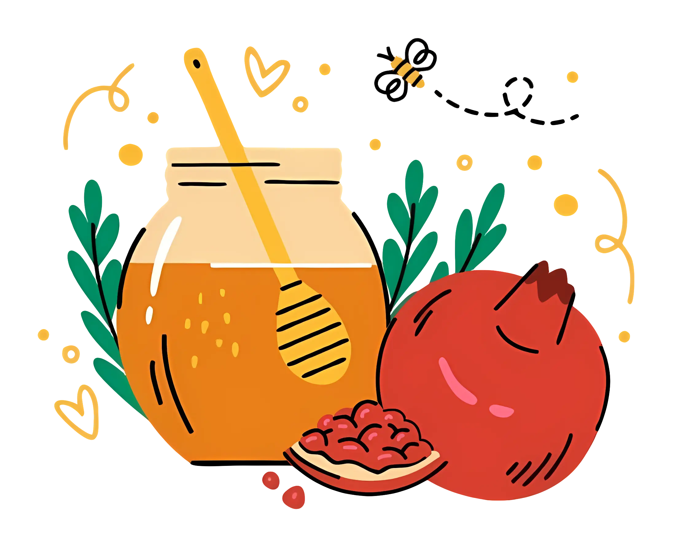 Honey Jar and Pomegranate Illustration