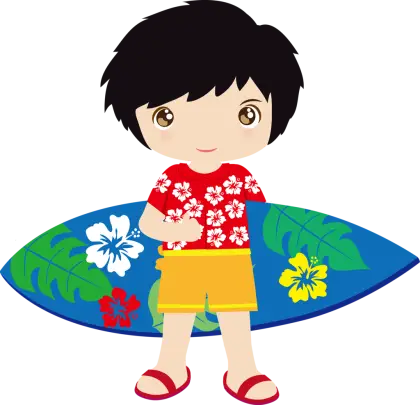 Cartoon Boy with Surfboard