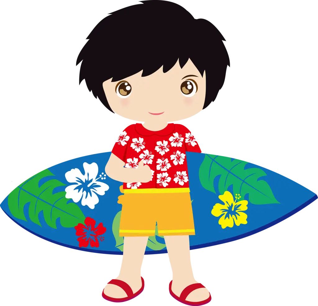 Cartoon Boy with Surfboard