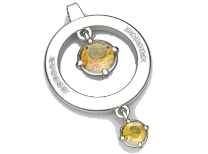 Silver Pendant with Yellow Gem