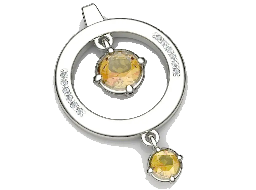 Silver Pendant with Yellow Gem