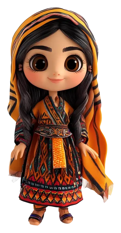 Doll in Colorful Traditional Dress