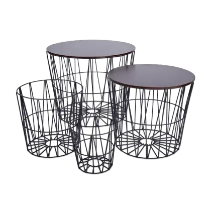 Modern Wireframe Tables with Wooden Tops