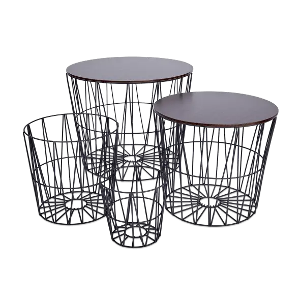 Modern Wireframe Tables with Wooden Tops