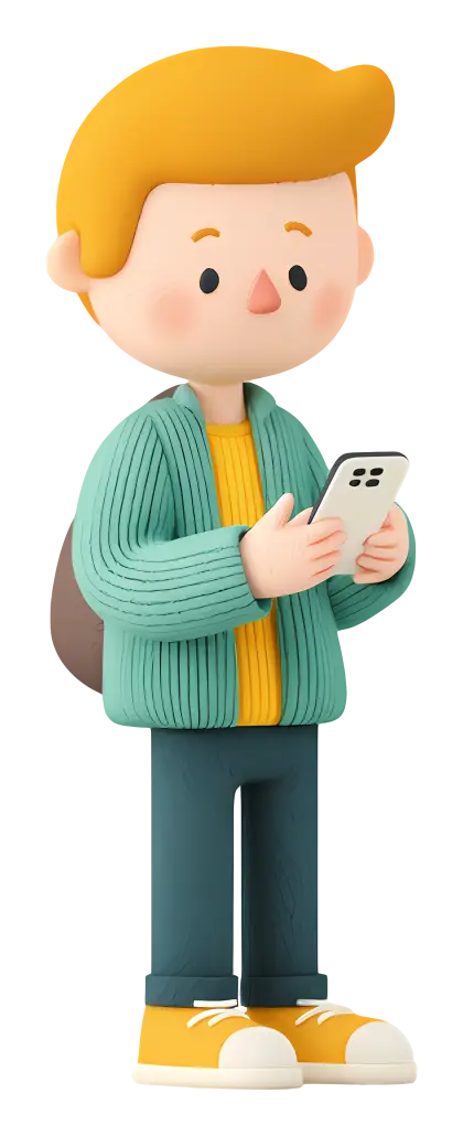 Boy with Phone Cartoon