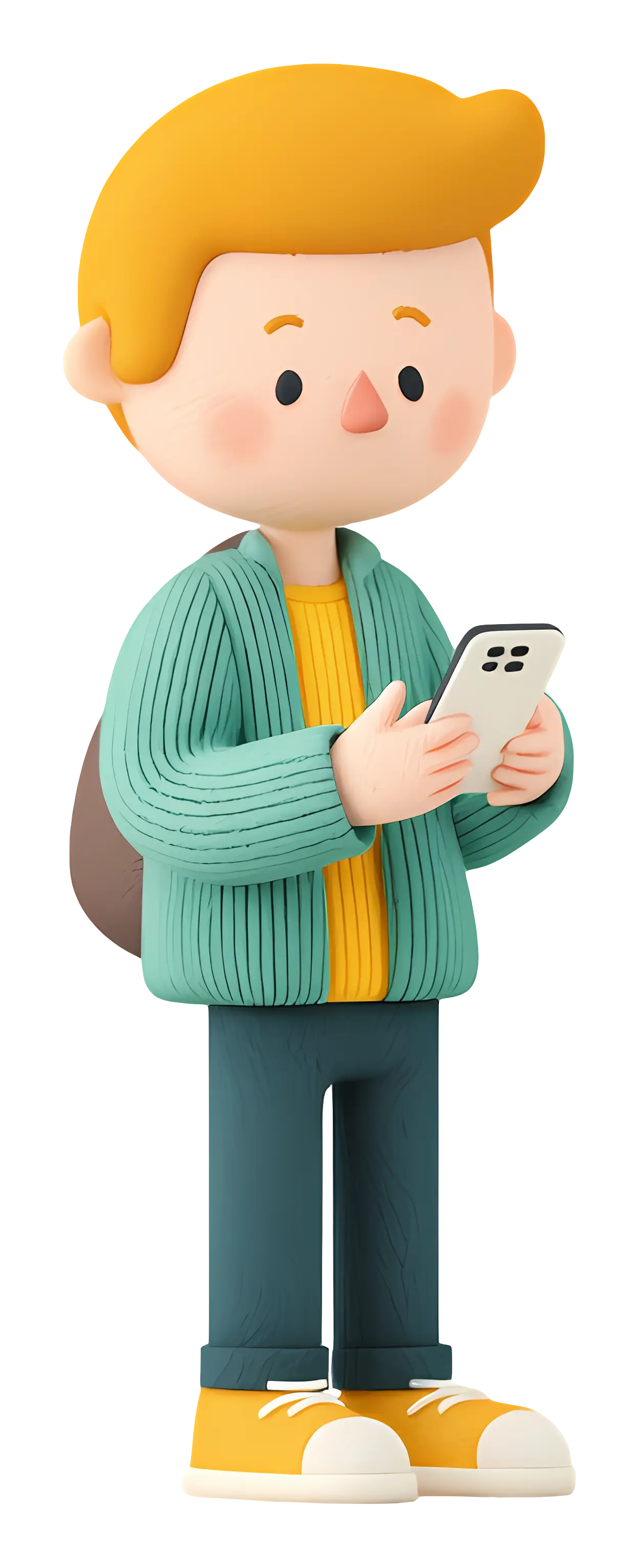 Boy with Phone Cartoon