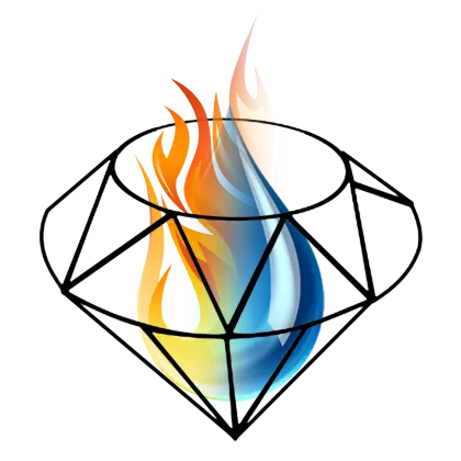 Flaming Diamond Illustration with Fire Blend