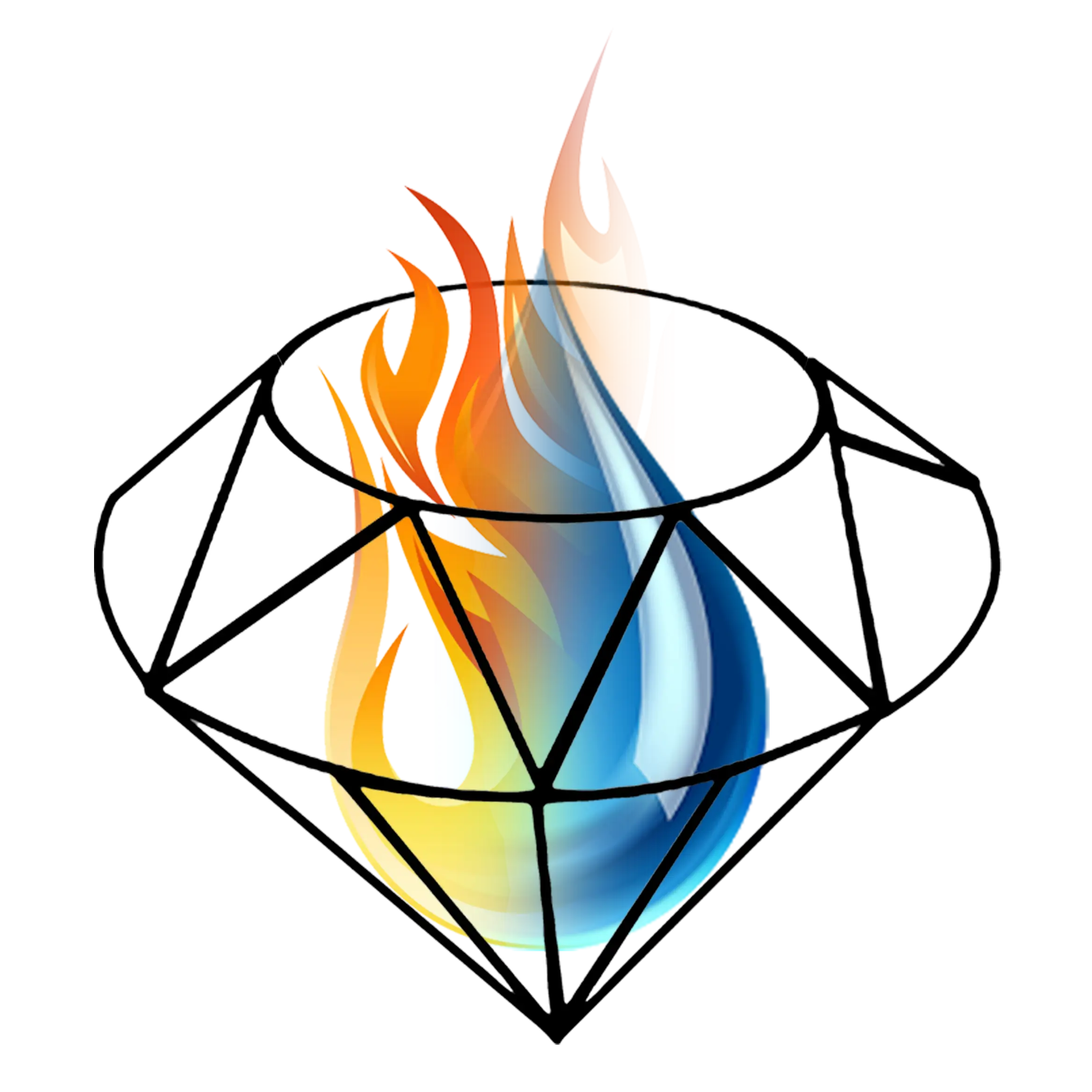 Flaming Diamond Illustration with Fire Blend