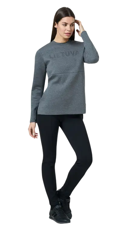 Woman Posing in Casual Gray and Black Outfit
