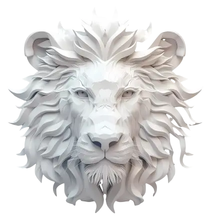 White Lion Head Sculpture