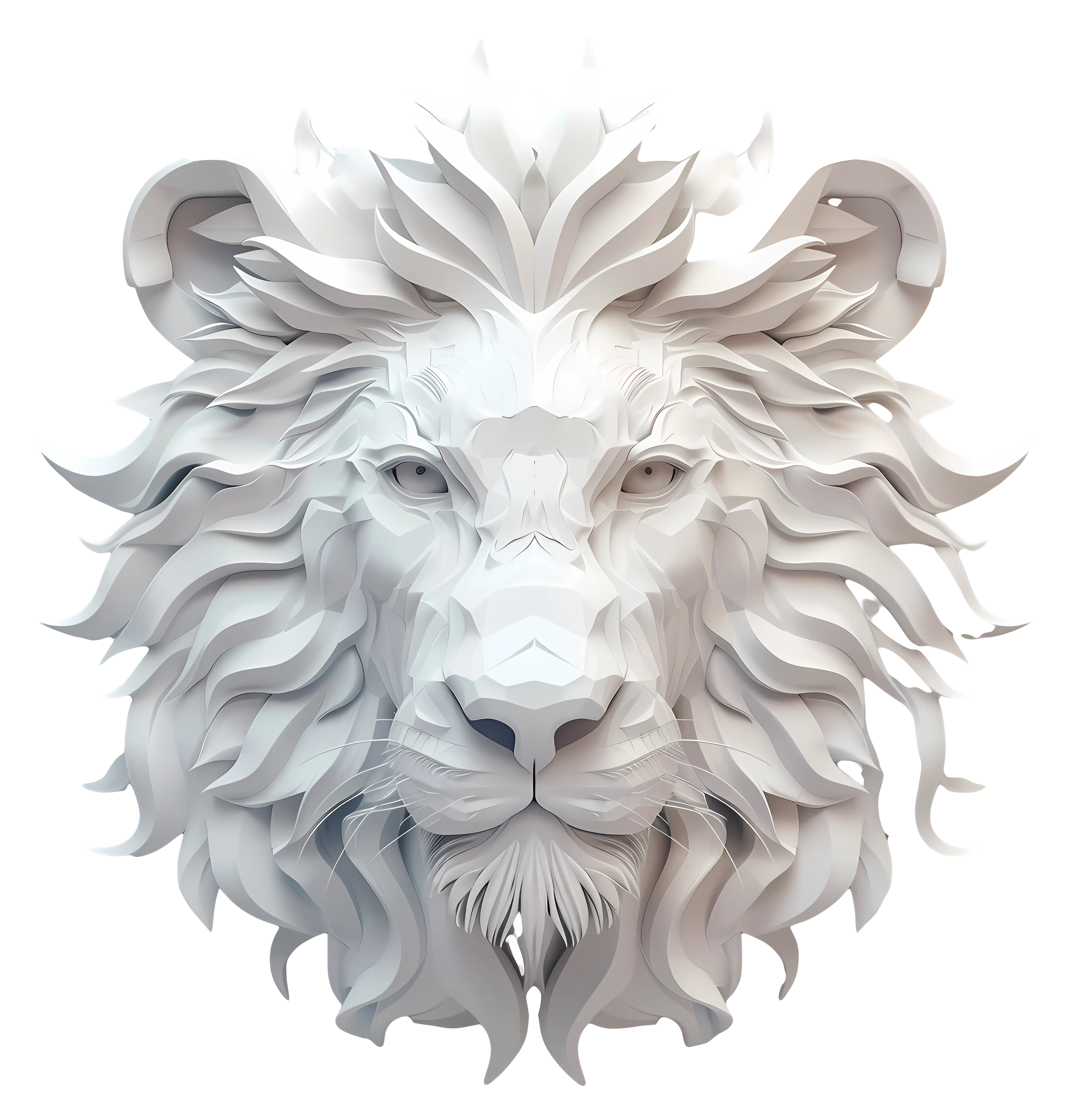 White Lion Head Sculpture