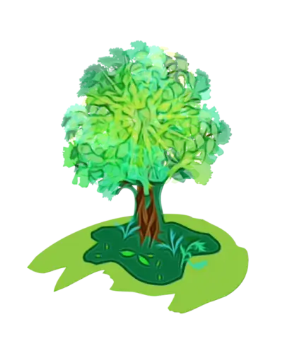 Illustrated Green Tree on Grass