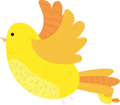 Yellow Cartoon Bird in Flight