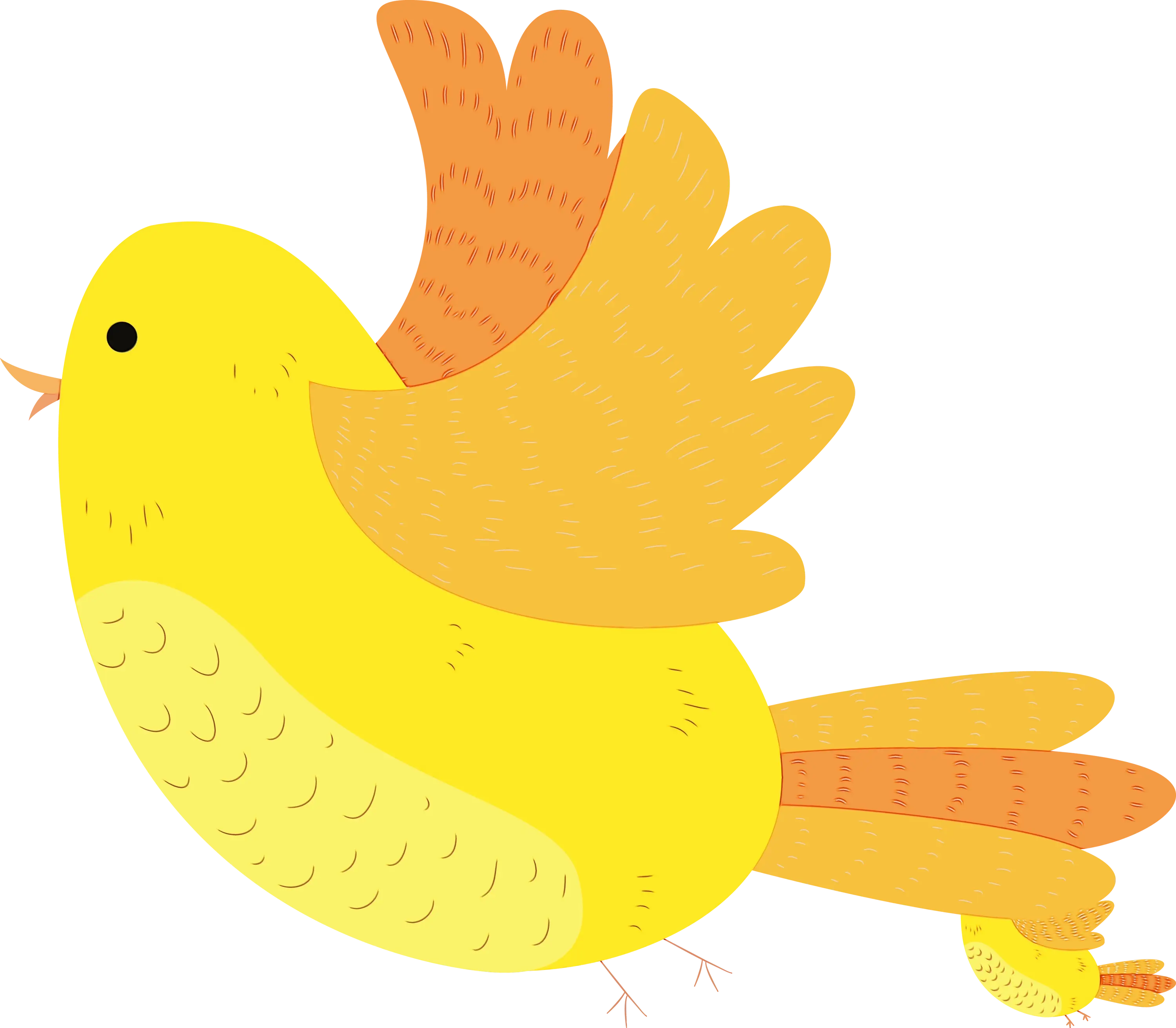 Yellow Cartoon Bird in Flight