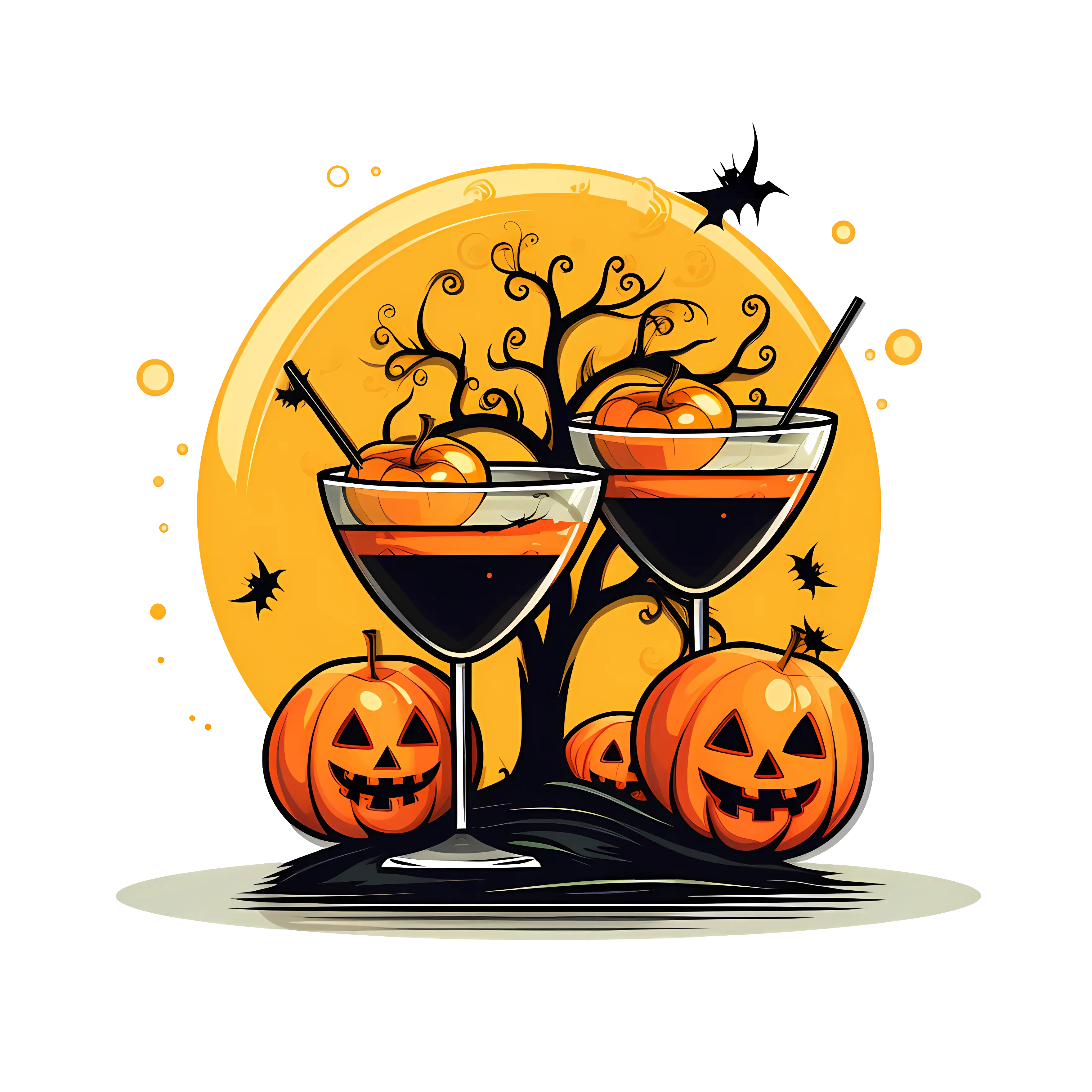 Spooky Halloween Cocktails with Pumpkins