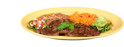 Grilled Steak with Mexican Sides on Plate