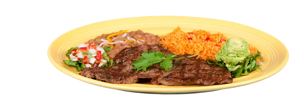 Grilled Steak with Mexican Sides on Plate