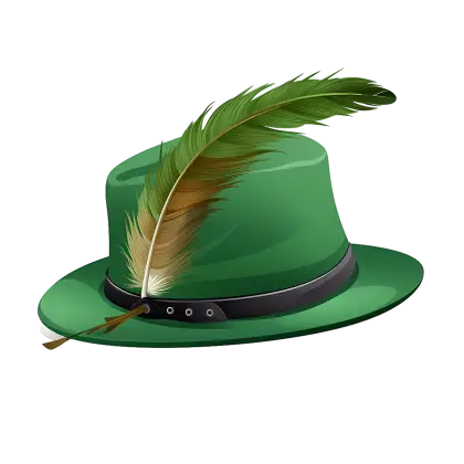 Traditional Green Hat with Feather Decoration
