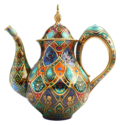 Colorful Decorative Teapot With Intricate Patterns