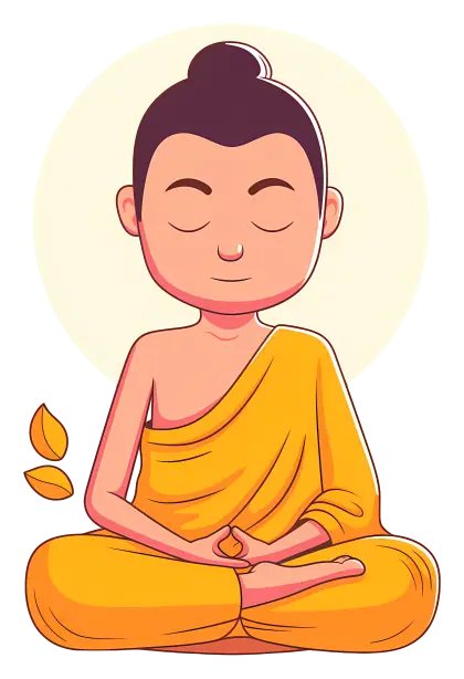 Meditating Monk in Orange Robe