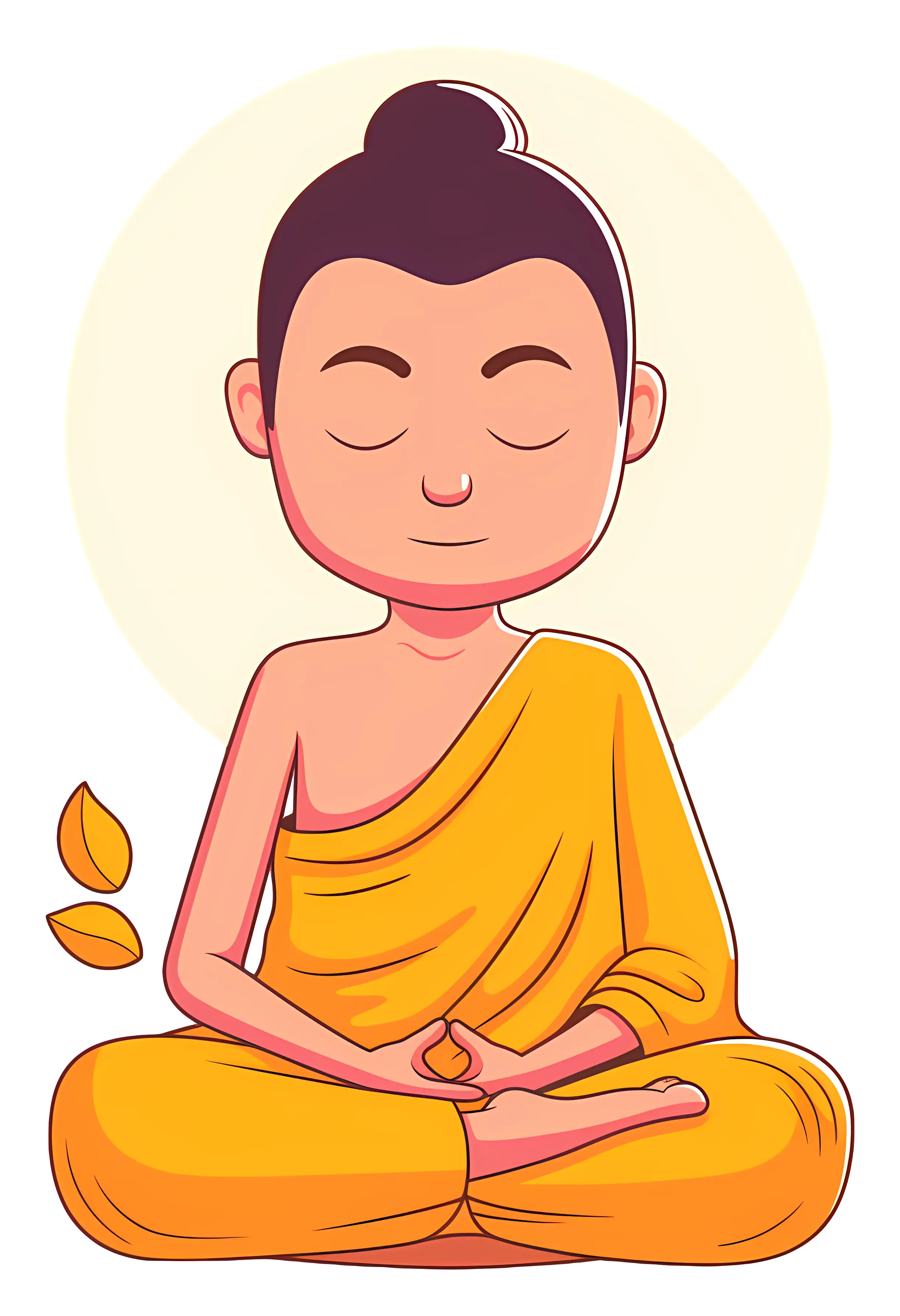 Meditating Monk in Orange Robe