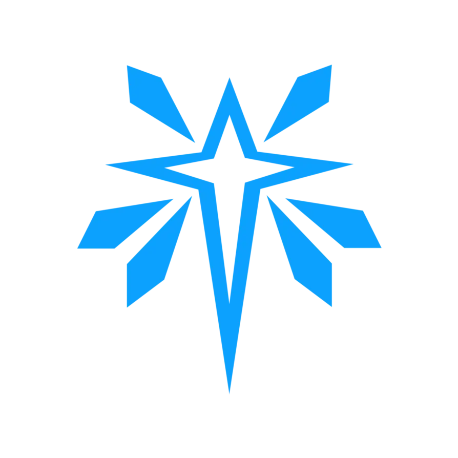Blue Starburst Logo Design with Stylized Star
