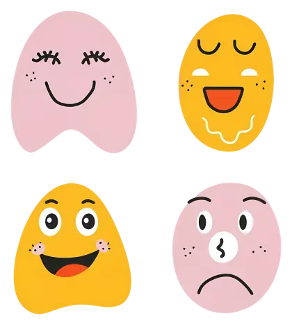 Cute Cartoon Faces with Different Expressions