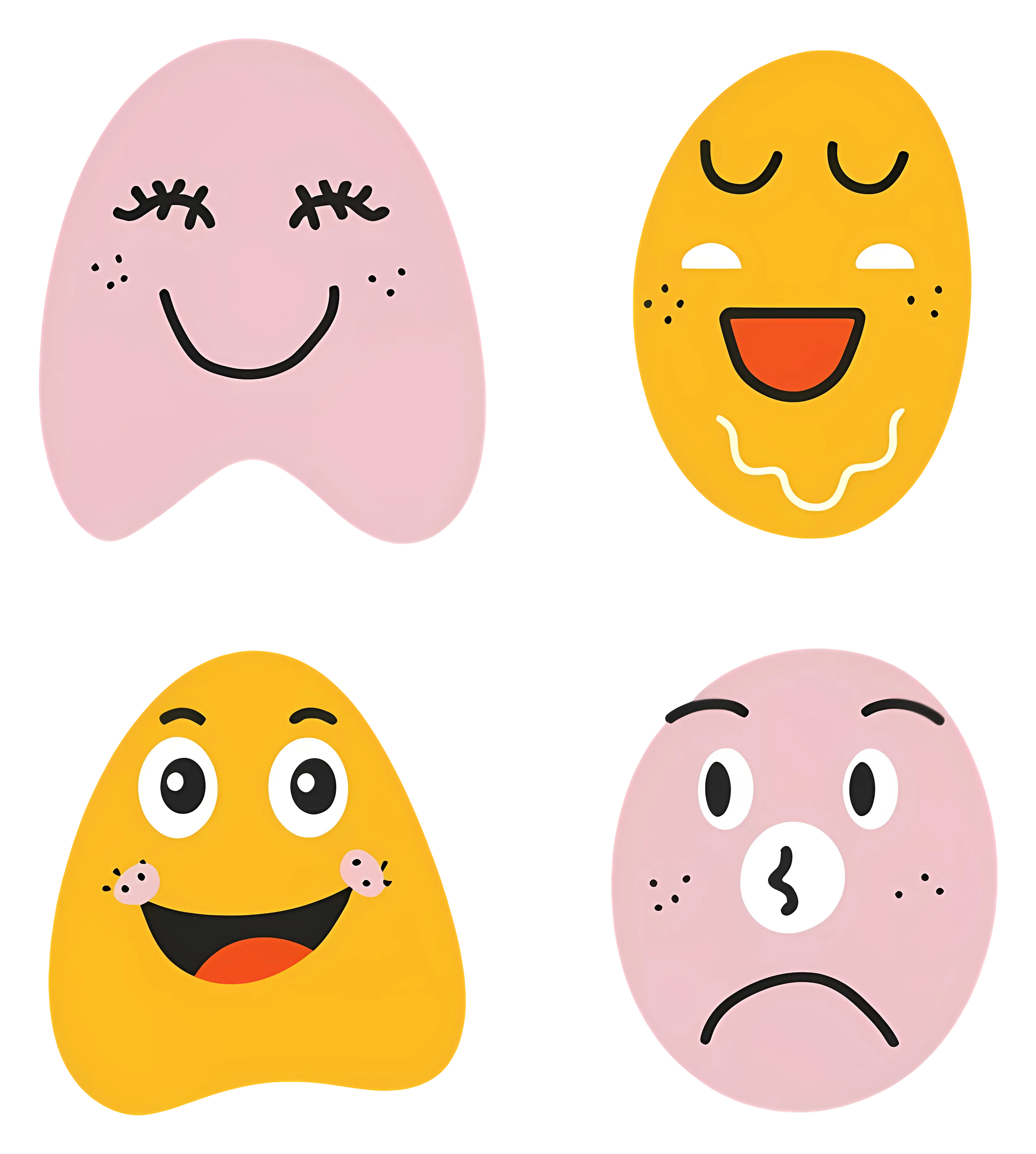 Cute Cartoon Faces with Different Expressions