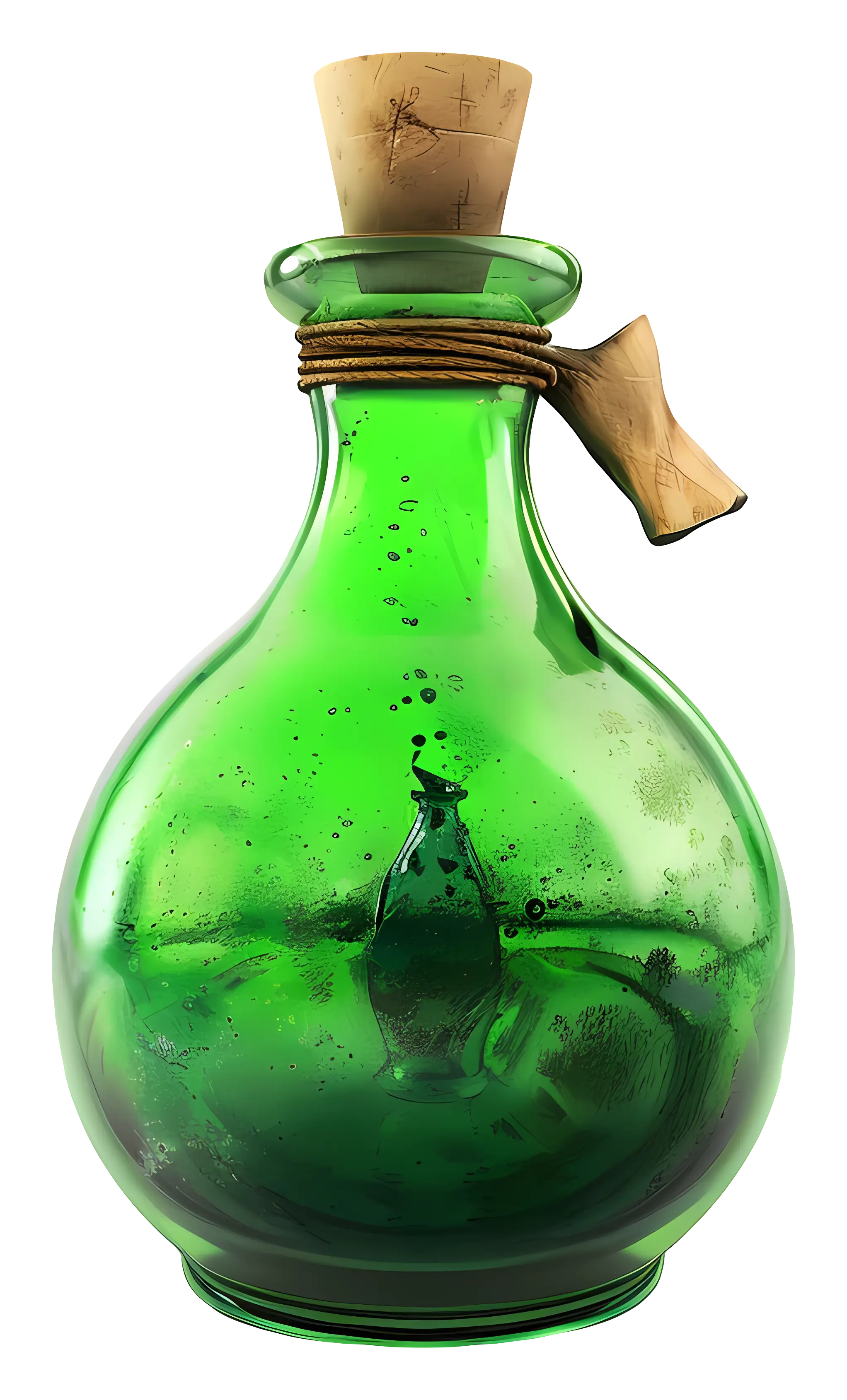 Green Potion Bottle for Magic Elixir