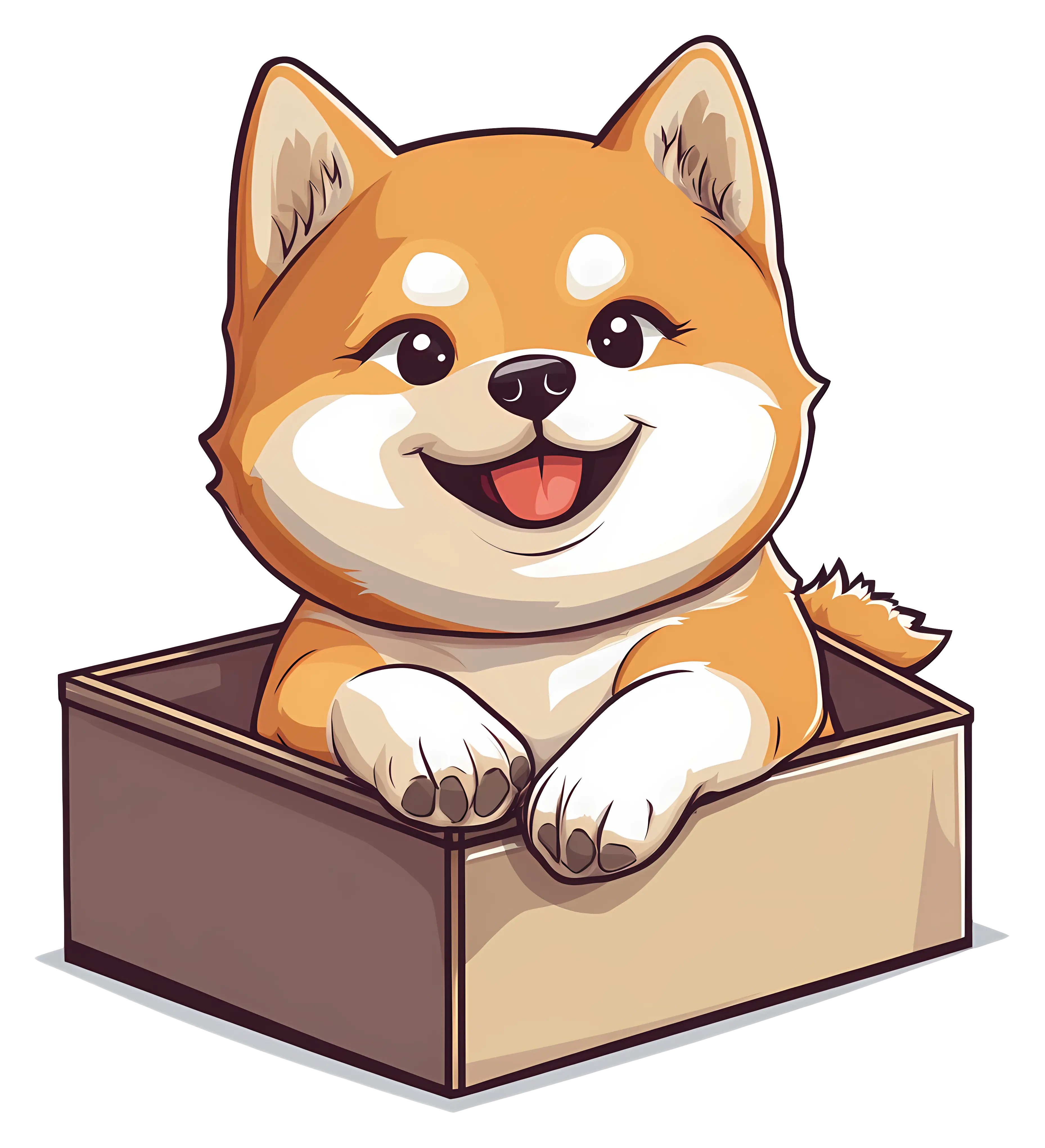 Cartoon Puppy in a Box