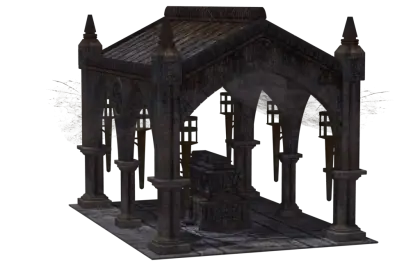 Creepy Gothic Mausoleum with Coffin