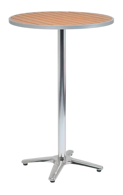 Round Table with Metal Base and Wooden Top