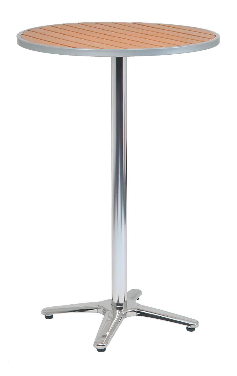 Round Table with Metal Base and Wooden Top