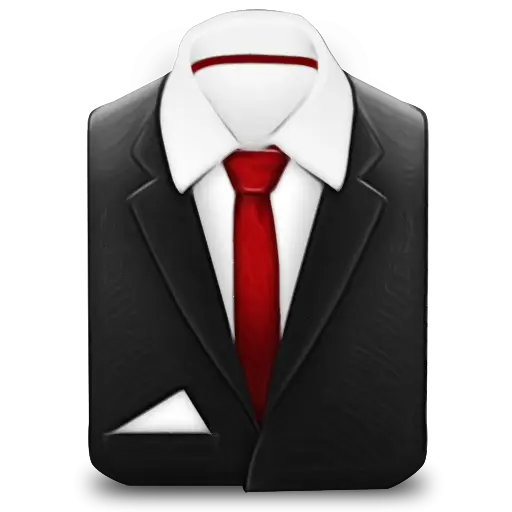 Black Suit with Red Tie Illustration
