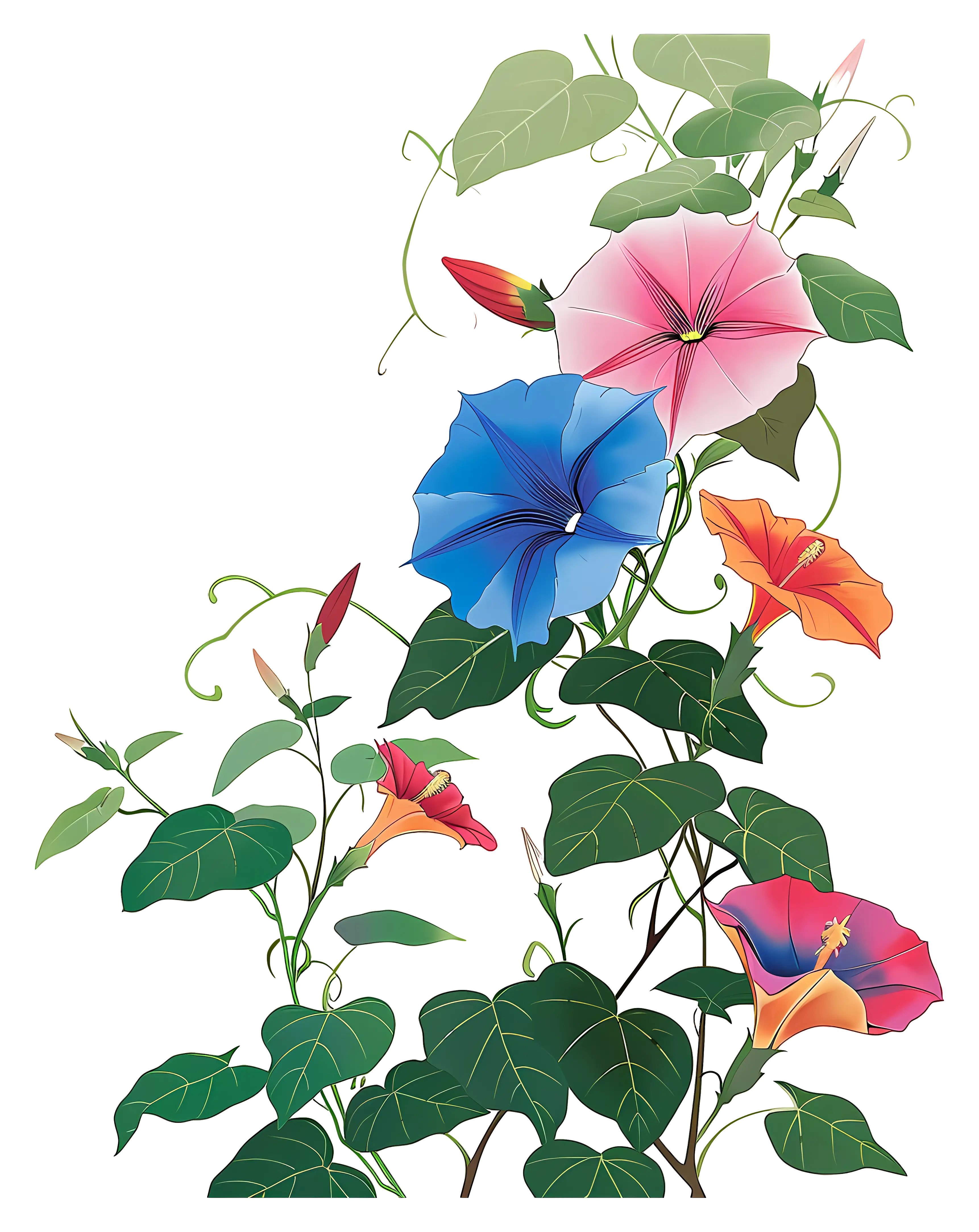 Colorful Morning Glory Flowers