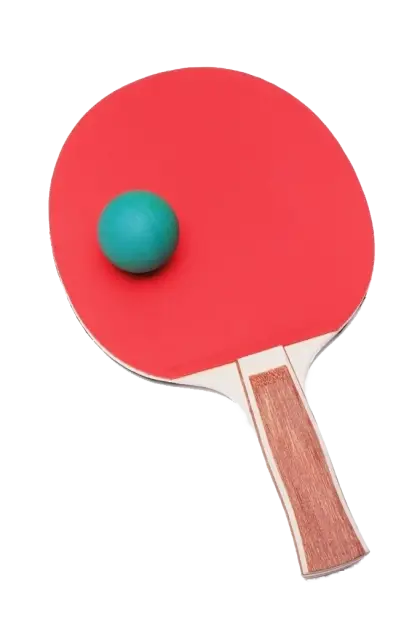 Red Ping Pong Paddle with Green Ball