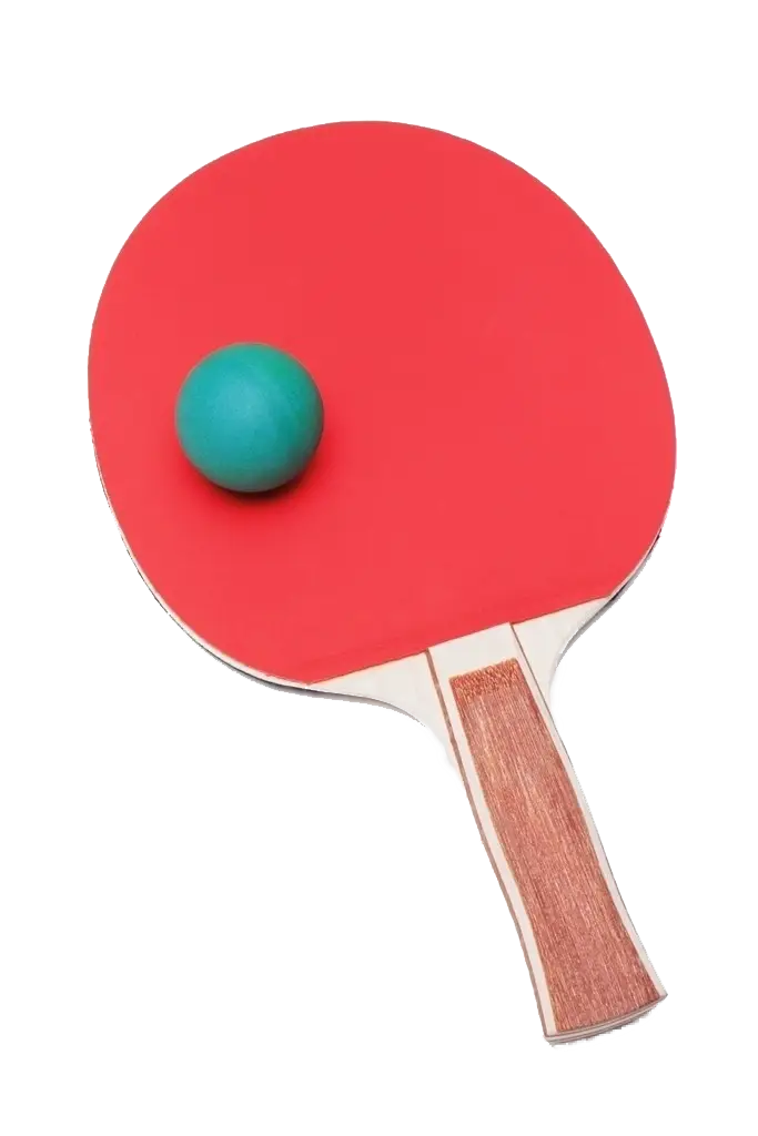 Red Ping Pong Paddle with Green Ball